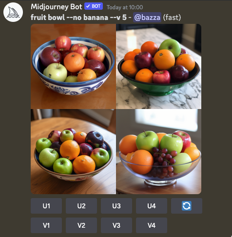 Midjourney fruit bowl prompt