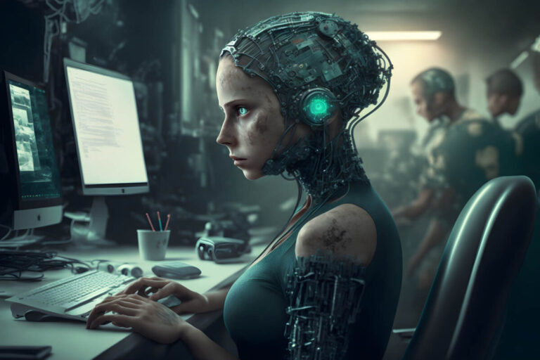 ai gpt woman at computer