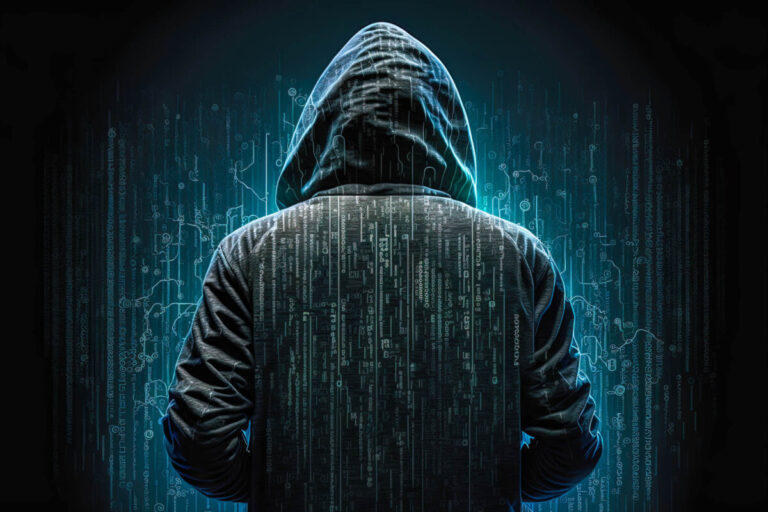 Hooded figure representing ransomware attacker