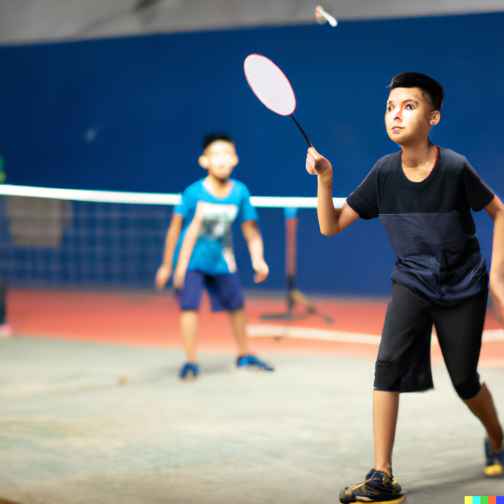 Dall E image of children playing badminton
