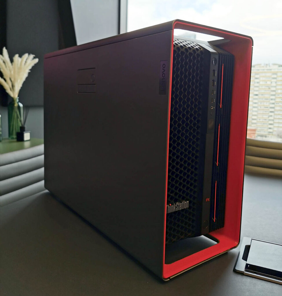 Lenovo ThinkStation PC from the side