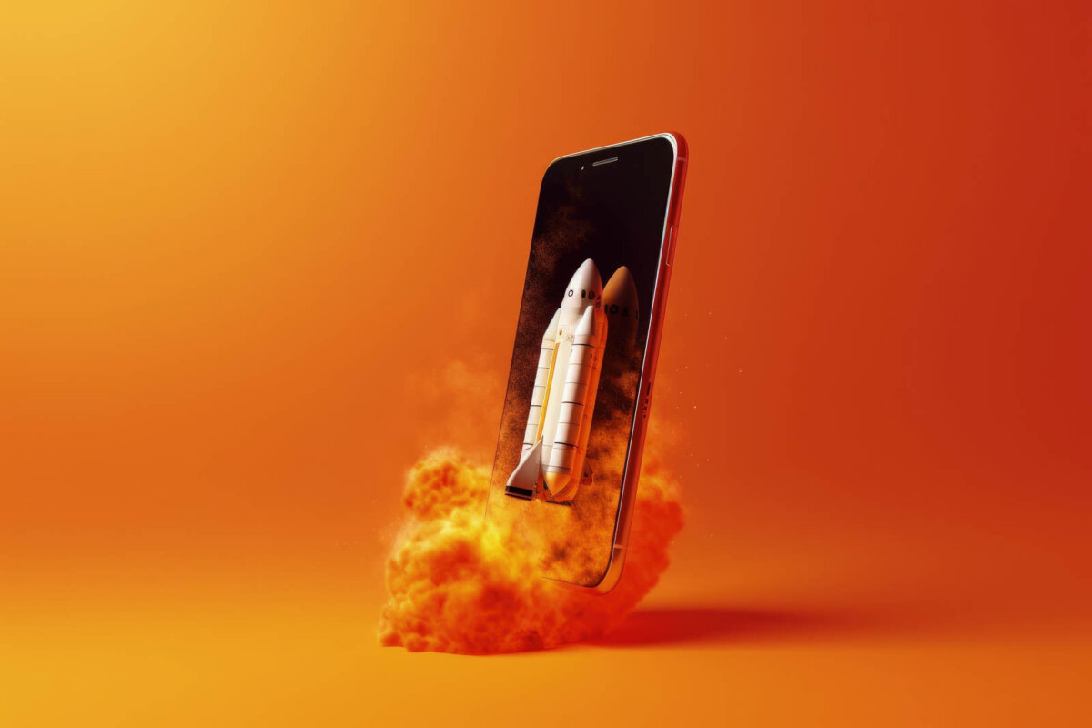 rocket on phone representing product-led growth