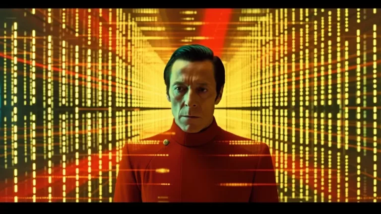 representation of science fiction ai - man in virtual computer