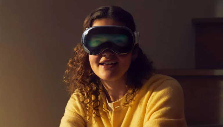 Woman wearing Apple Vision Pro
