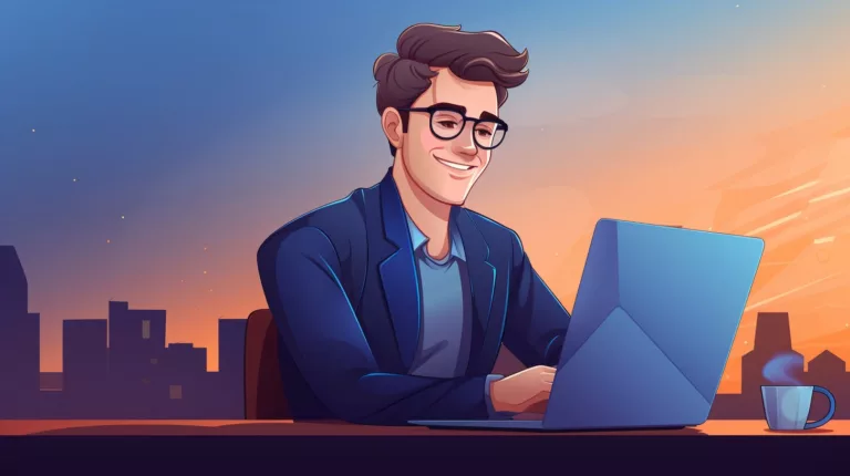 Man smiling at laptop to show how to make the new slack design better