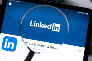 linkedin private messages - logo under microscope