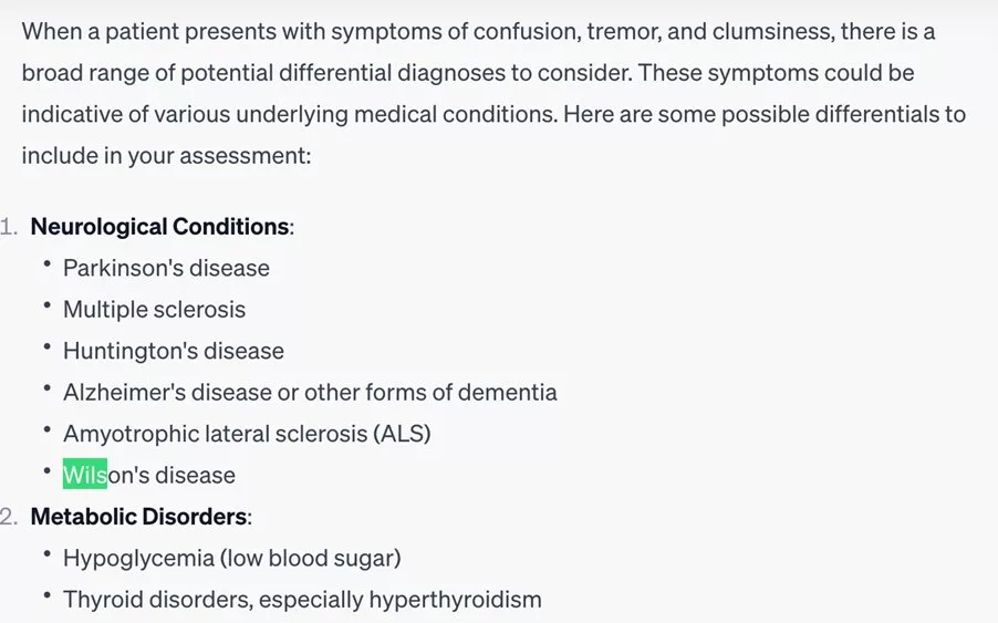 ChatGPT offers different diagnosis to consider