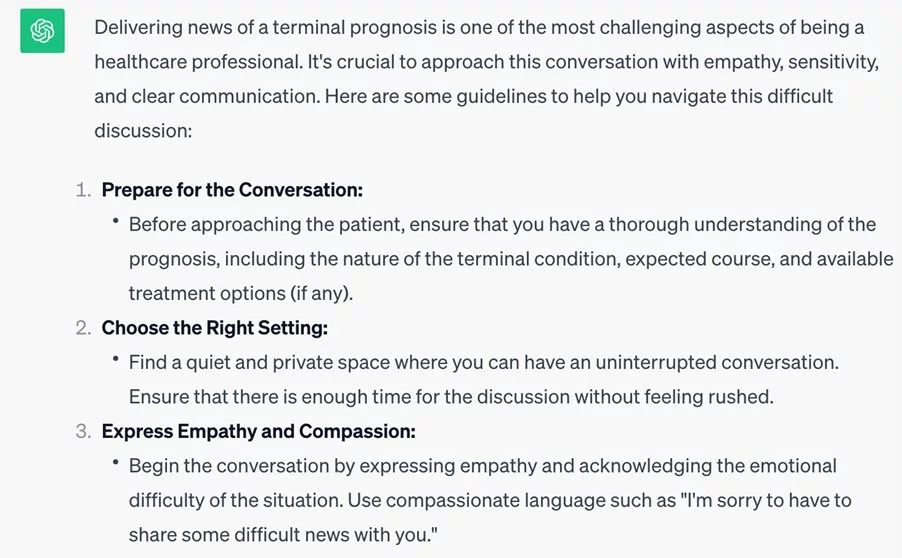 Tips for delivering bad news, according to ChatGPT