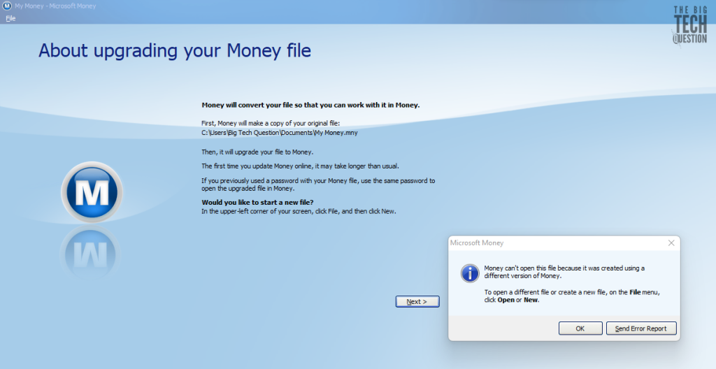 Microsoft-Money-Sunset-Plus-file-conversation-failure