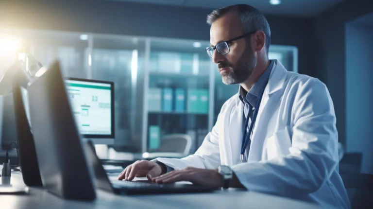 Doctor looking at medical records