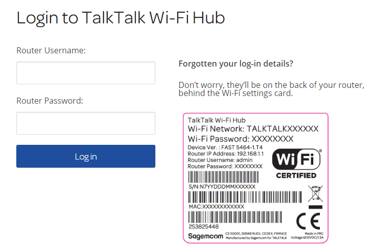 Talktalk-router-login-page