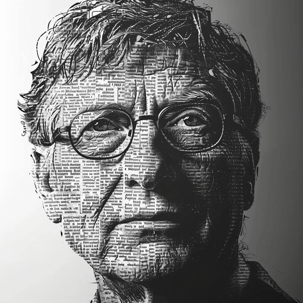 Midjourney image of Bill Gates in ASCI text