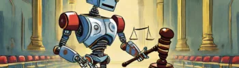 Who's suing OpenAI shown by robot in court