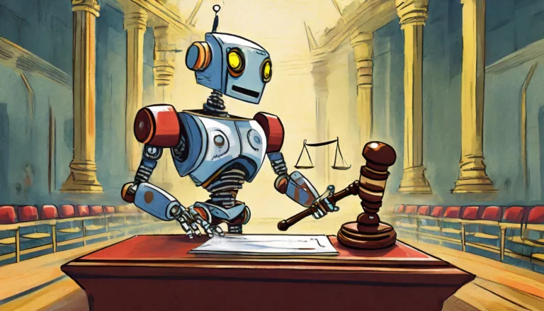 Who's suing OpenAI shown by robot in court