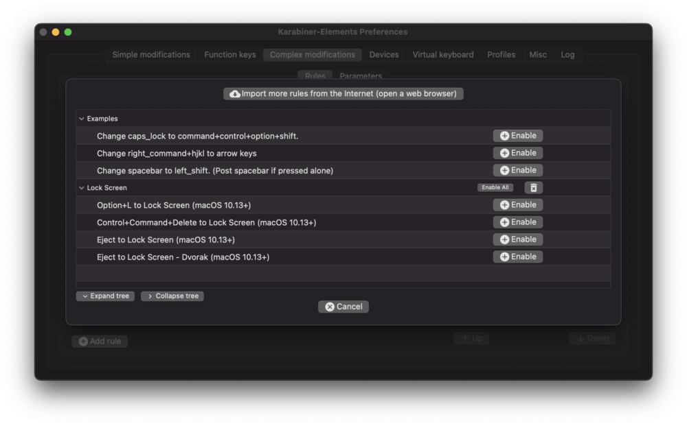 Karabiner Elements Enable Rule