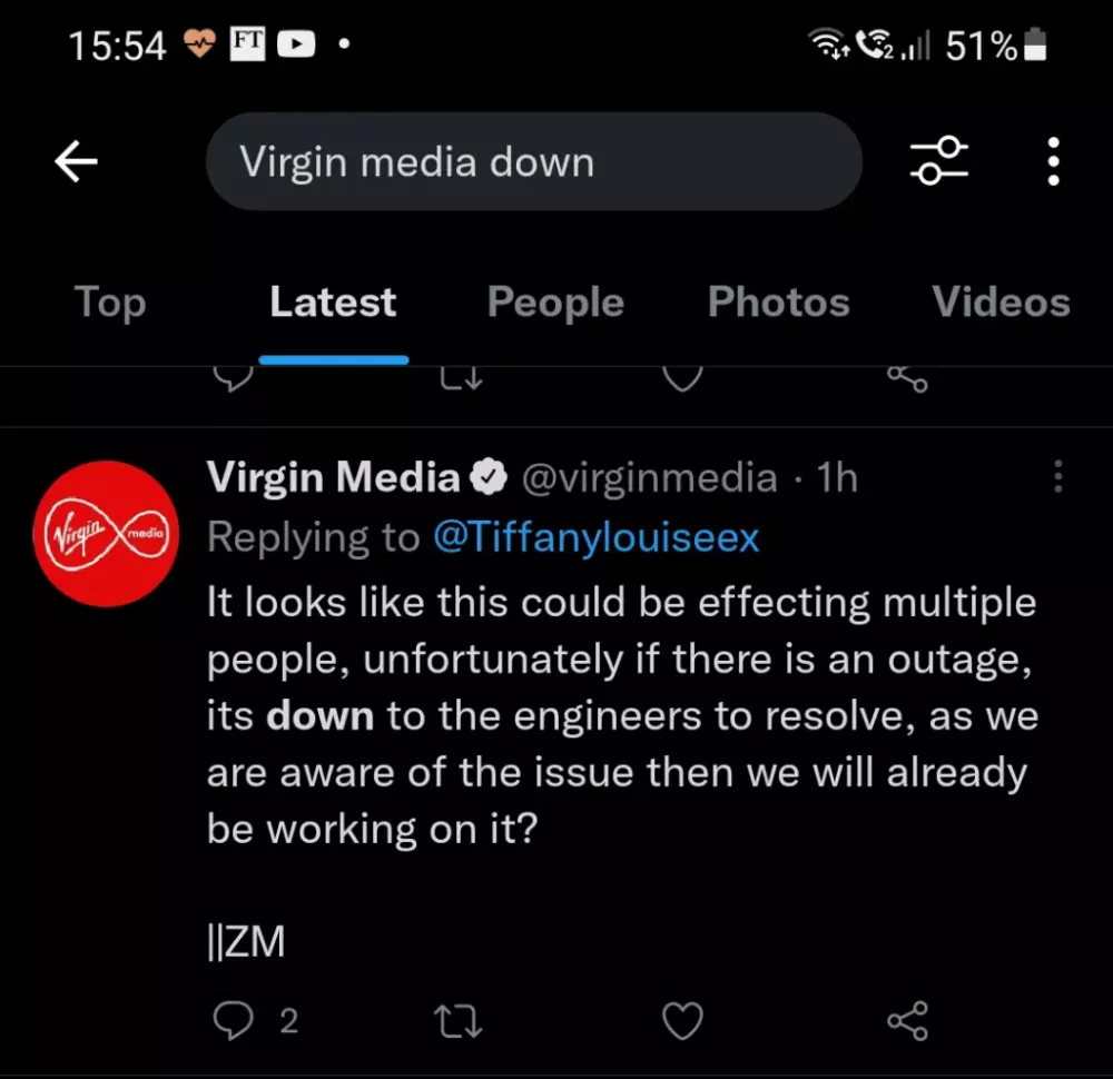 Virgin Media Twitter search