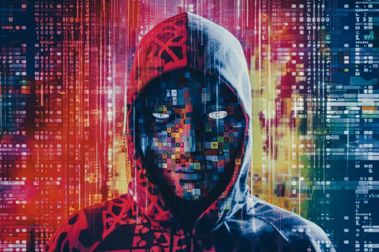 ai ransomware shown by ai image of hacker
