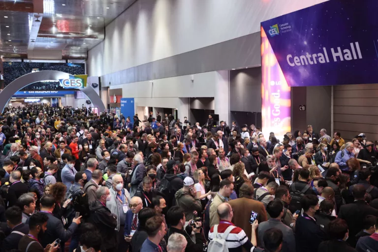 CES 2024 tech business trends crowded showfloor