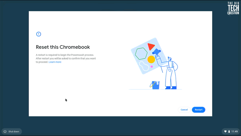chromebook powerwash reset screen
