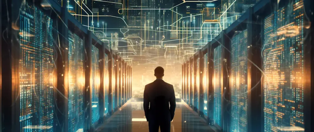 what is the future of servers - picture of man in futuristic server room