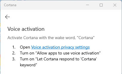 privacy settings voice activation cortana