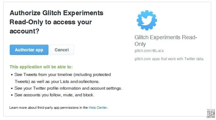 screenshot showing twitter authorisation for fedifinder