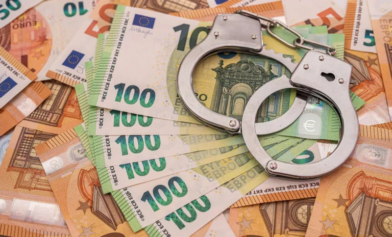 spain ransomware shown by euro notes with handcuffs