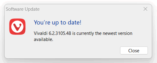 vivaldi up to date