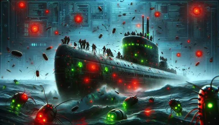 Hunter-killer malware shown surrounding submarine