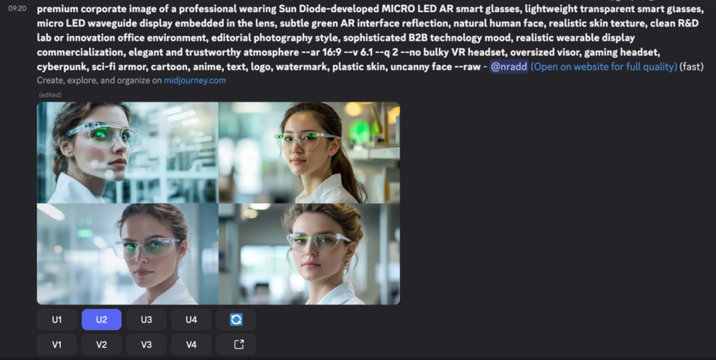 Midjourney generation in the Discord app