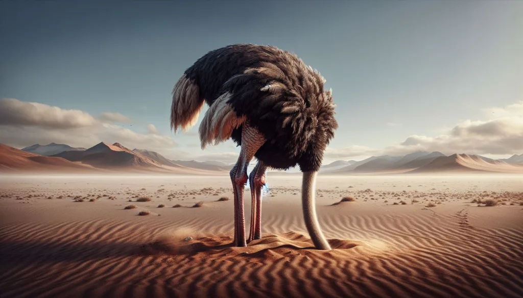 ignoring customer feedback shown by ostrich in sand