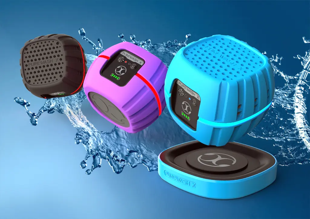 Marketing materials for the Purewash X, an electronic detergent