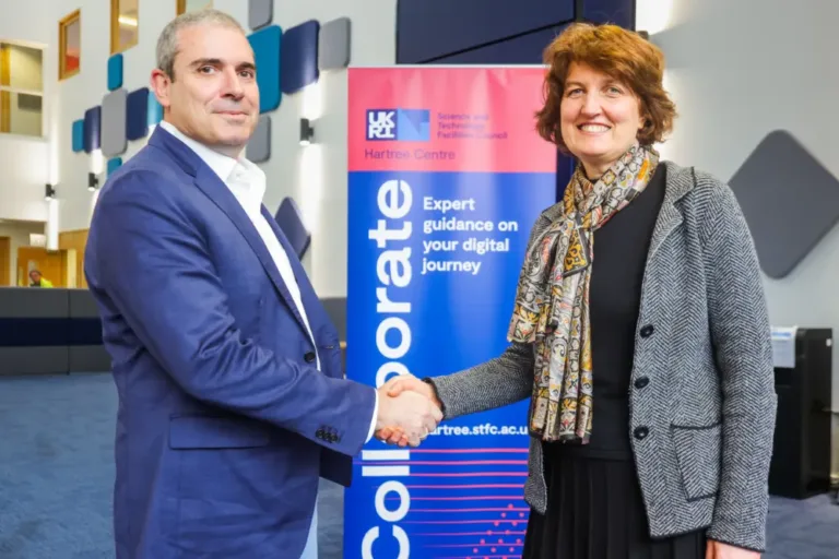 lenovo thinksystem neptune supercomputer agreement - shaking hands at Hartree Centre
