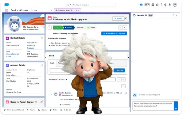 salesforce einstein copilot tableau illustrated by copilot working with Einstein figure in foreground