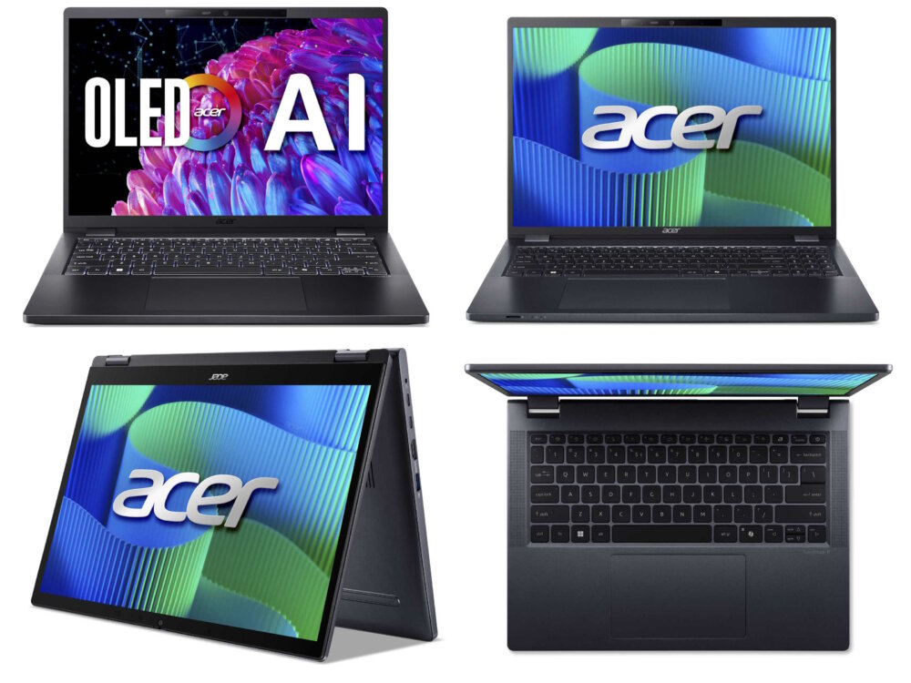 Acer business AI laptops shown next to each other