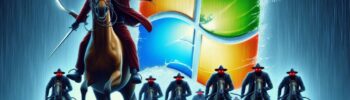 Windows Downdate attack shown by attackers with Windows logo cracking in the background