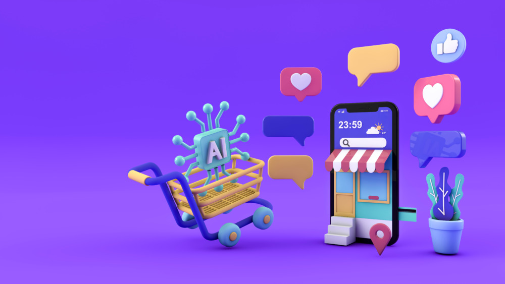 generative shopping Algolia represented by shopping basked with AI inside