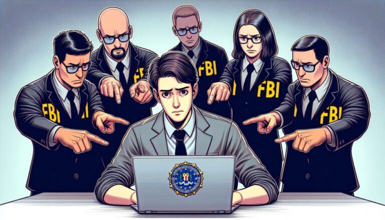 Fix known vulnerabilities shown by beleaguered IT manager surrounded by FBI agents