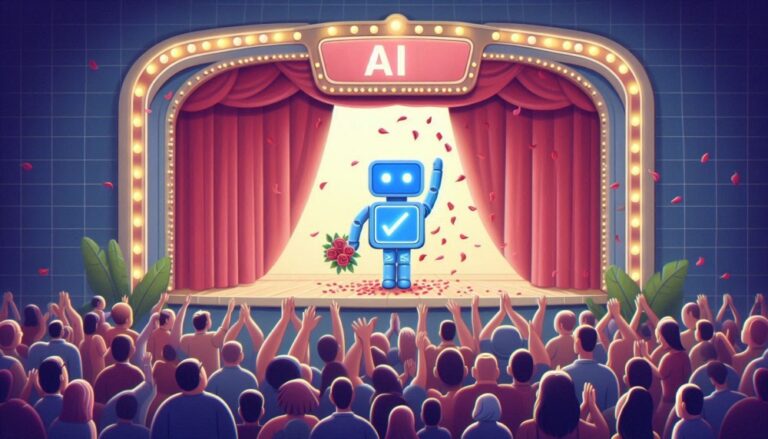 2025 AI App Marketing shown by AI on stage taking praise
