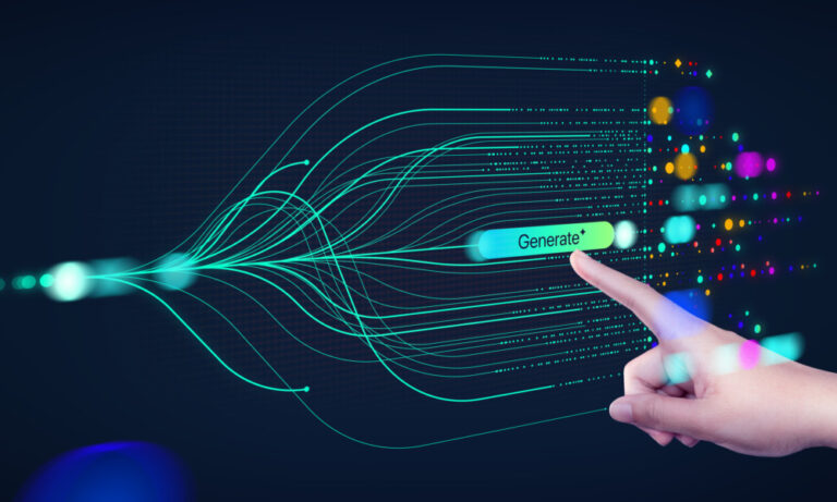 Nutanix Enterprise AI shown by a hand touching screen to generate AI product