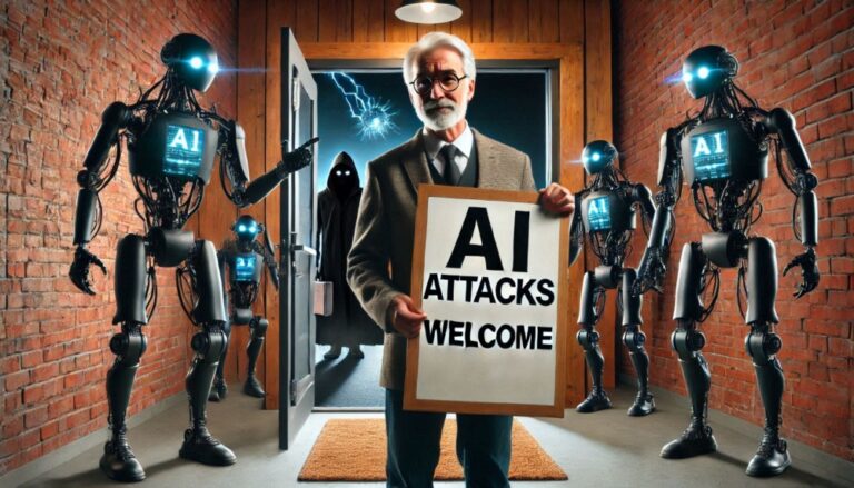 prepare for ai cyberattacks concept shown by IT manager welcoming AI attackers in
