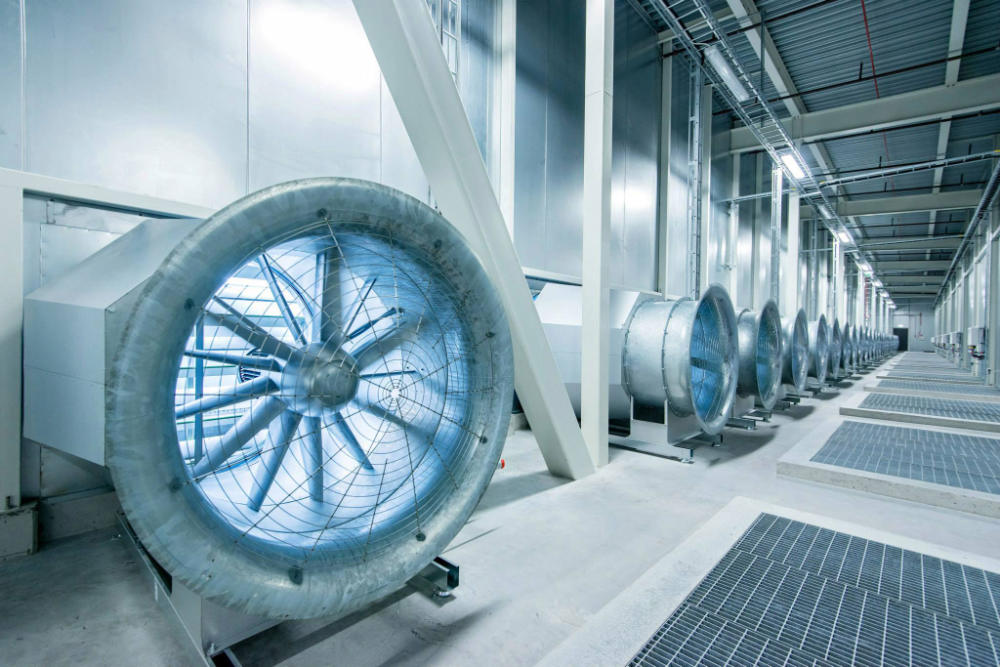 Meta Net Zero: image of Lulea Meta data centre cooling fans