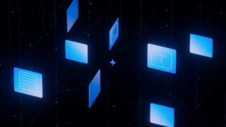 google gemini 2.0 graphic abstract rectangles floating against black background
