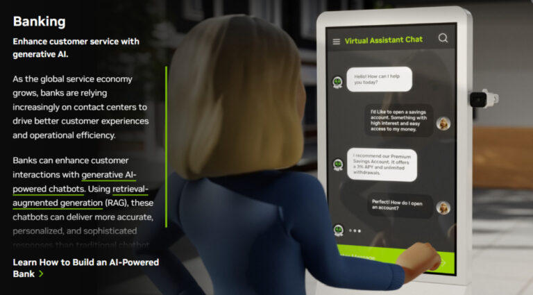 Nvidia financial industry AI shown by banking chatbot image