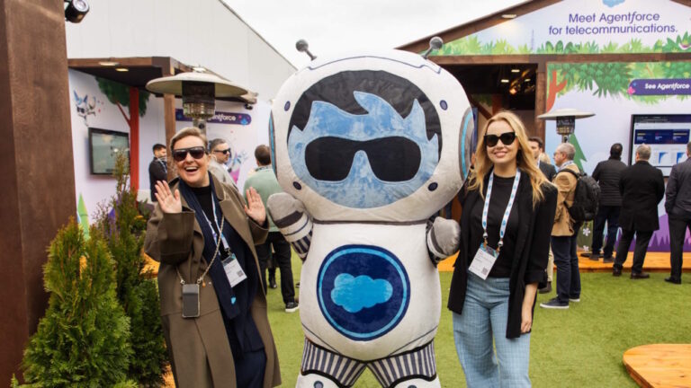 MWC Barcelona 2025 stands - Salesforce posing with character