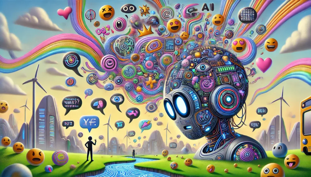 Idioms and AI: cartoony take on an AI struggling to understand humans