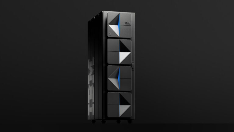 IBM z17 mainframe set against black background