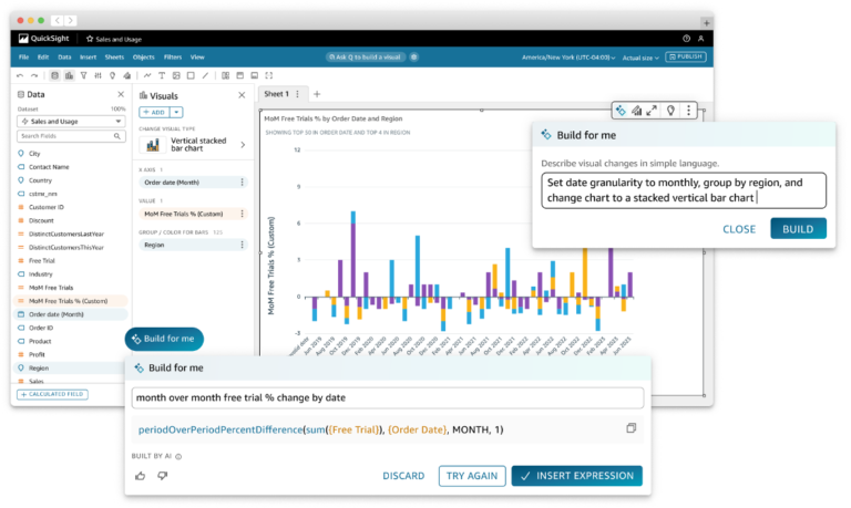 Q in QuickSight in action in a screenshot