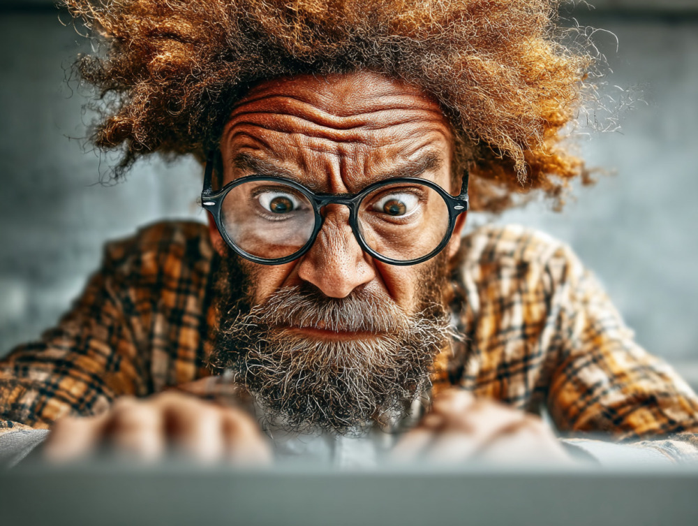 Angry customer at computer