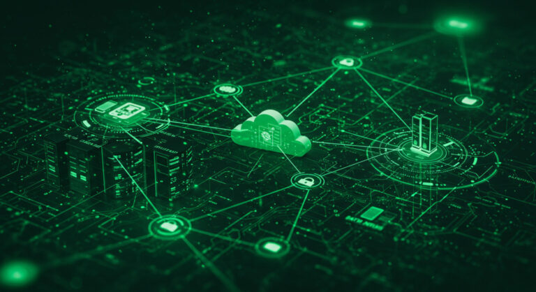 HPE Aruba Networking Central represented by Abstract image to represent enterprise network across the cloud and on-premise hardware